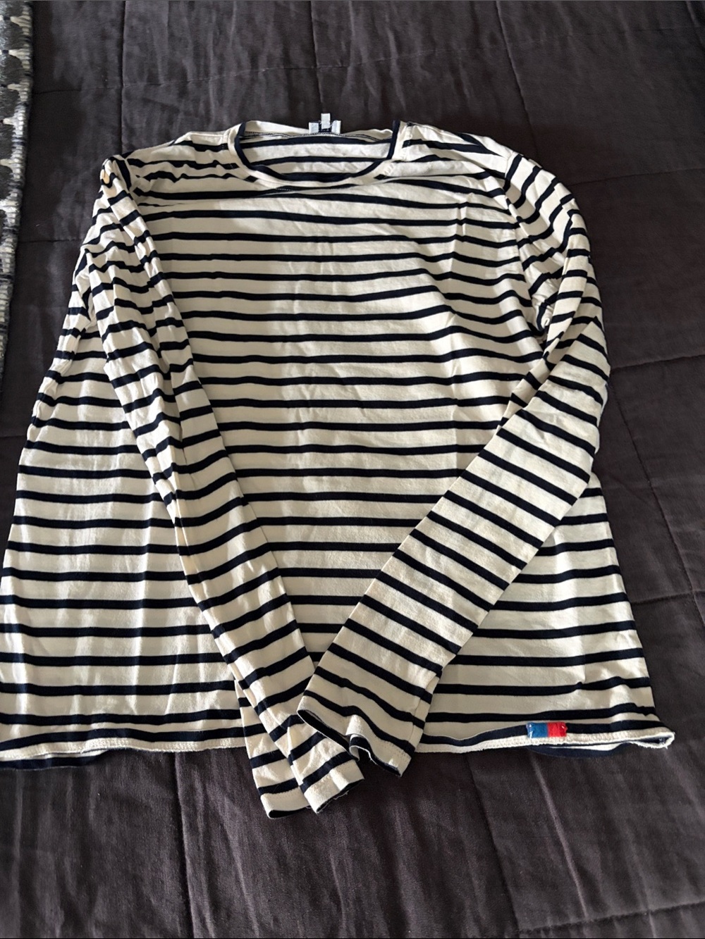 KULE Navy and white Striped Long Sleeve Tee